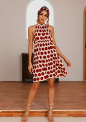 Neckholder-Kleid mit rückenfreiem Polka Dot-Muster 