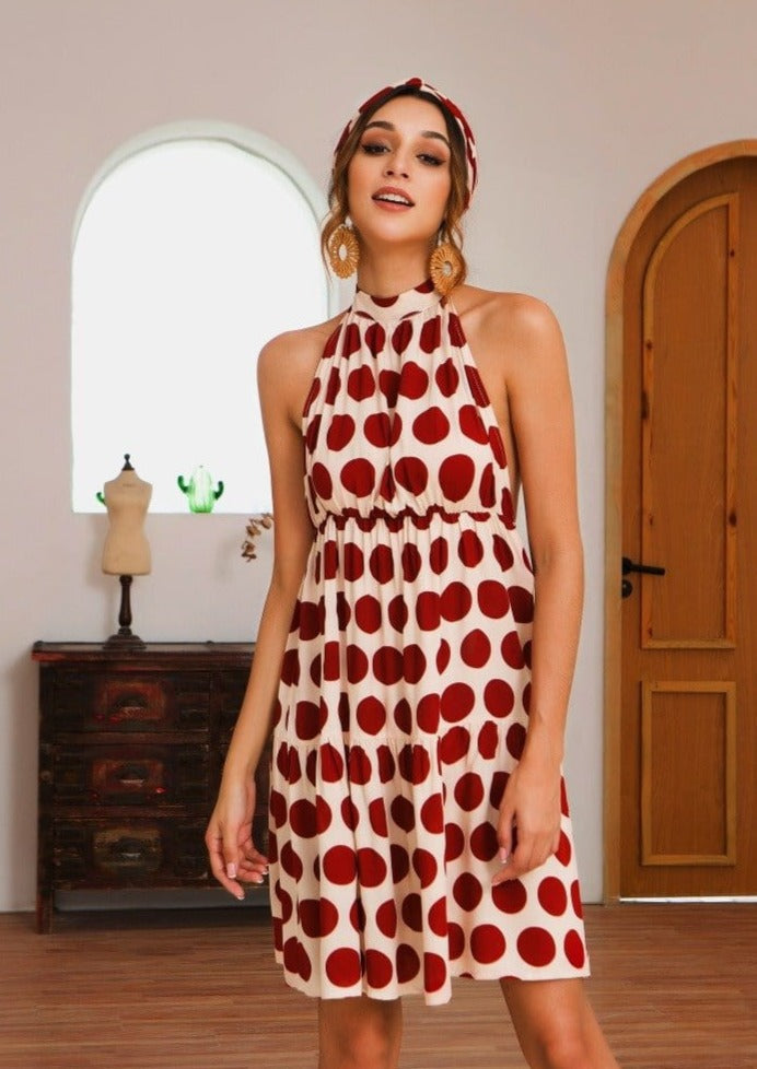 Halter Backless Polka Dot Dress – Emes Shop