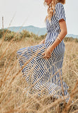 V Neck Striped Print Dress