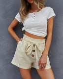 Contrast Button Paperbag Shorts