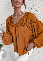 Bluse mit überschnittener Schulter und Rüschendetail