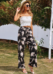 Pantalones con cintura con cordón y estampado floral