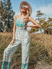 Mehrfarbiger Boho-Jumpsuit mit Blumenmuster 