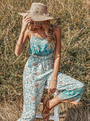 Mehrfarbiger Boho-Jumpsuit mit Blumenmuster 