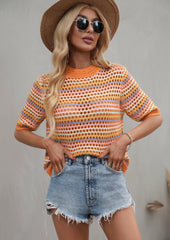 Blusa de punto con ojales multicolor 