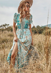 Vestido bohemio con mangas de tulipán 