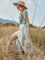 Vestido bohemio con mangas de tulipán 