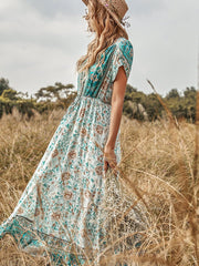 Vestido bohemio con mangas de tulipán 