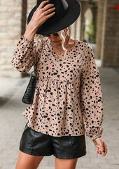 Blusa con cuello en V y estampado de guepardo