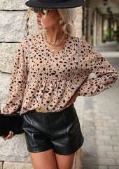 Blusa con cuello en V y estampado de guepardo