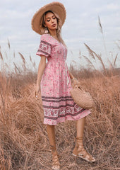 Vestido bohemio con cintura anudada