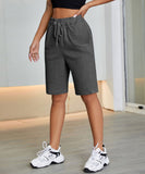 Solid Drawstring Bermuda Shorts