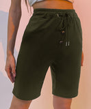 Solid Drawstring Bermuda Shorts