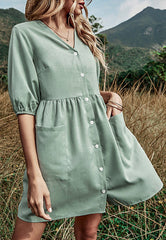 Front Pocket Button Down Dress