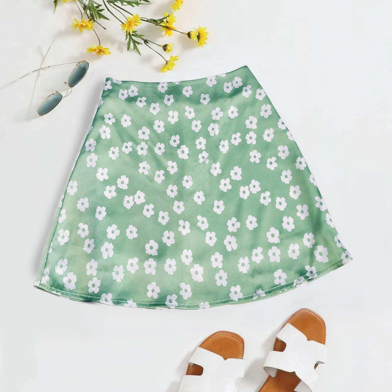 Floral Printed Mini Slip Skirt