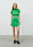 Green Mini Slit Ribbon Skirt