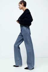 Lockere Baggy-Jeans mit hohem Bund und geradem Bein