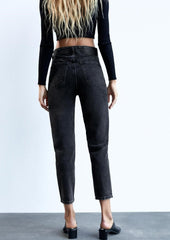 Schmal geschnittene High Rise-Jeans im 90er-Stil