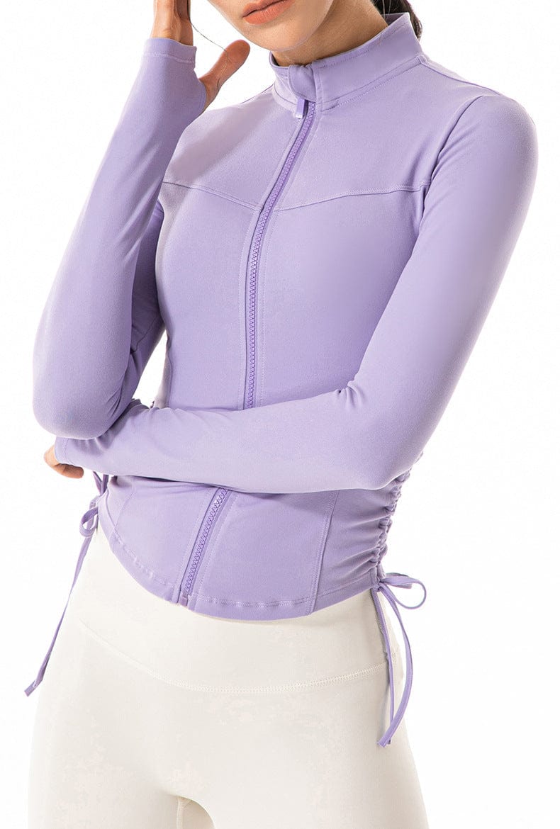 Defining Contouring Seam Drawstring Ruched Zip Fitted Jacket