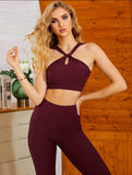 Criss Cross Front Sports Bra & Legging Two Piece Workout Set