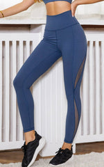 High Rise Mesh-Leggings mit Taschen