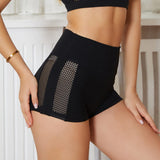 Mesh Stitching High Waisted Shorts