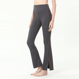 Slim High Rise Flared Yoga Pants with Side Slit