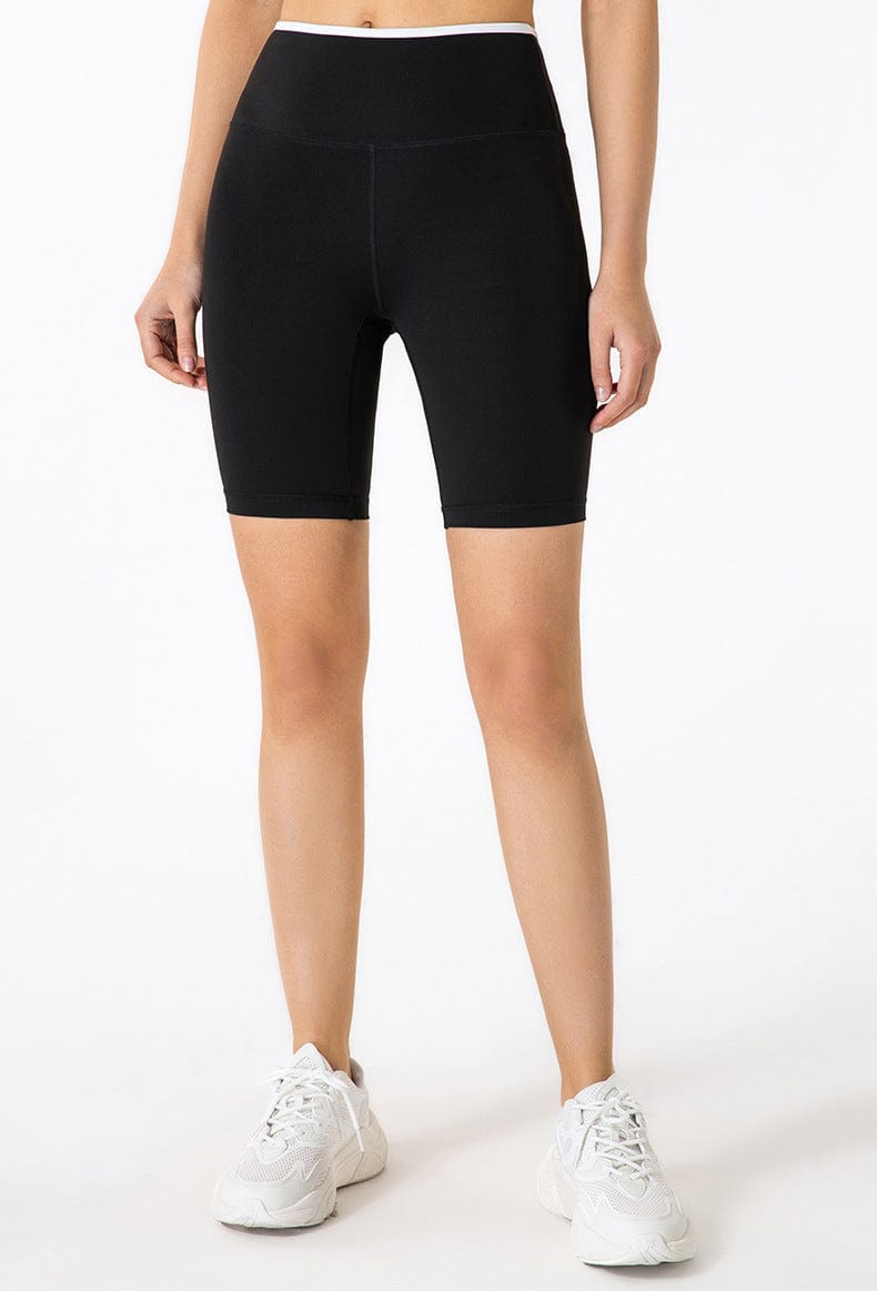 Pantalones cortos de ciclismo de cintura alta con contraste para fitness