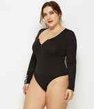 Plus Size Zip Up Scoop Neck Bodysuit