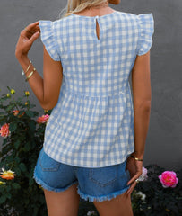 Bluse mit Gingham-Print und Schlüsselloch-Rücken 