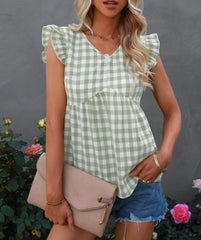 Bluse mit Gingham-Print und Schlüsselloch-Rücken 