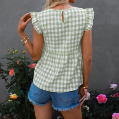 Bluse mit Gingham-Print und Schlüsselloch-Rücken 