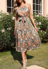 Vestido plisado floral vintage