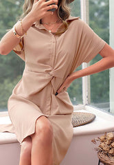 Twist Front Button Down Dress