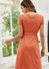 Solid Color Shirt Dress