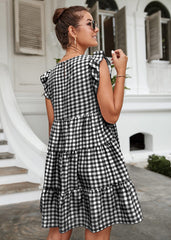 Rüschenkleid mit Gingham-Print