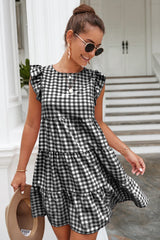 Rüschenkleid mit Gingham-Print