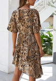 Mixed Animal Print Asymmetrical Dress