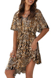 Mixed Animal Print Asymmetrical Dress