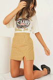 High Rise Plaid Slit Mini Skirt