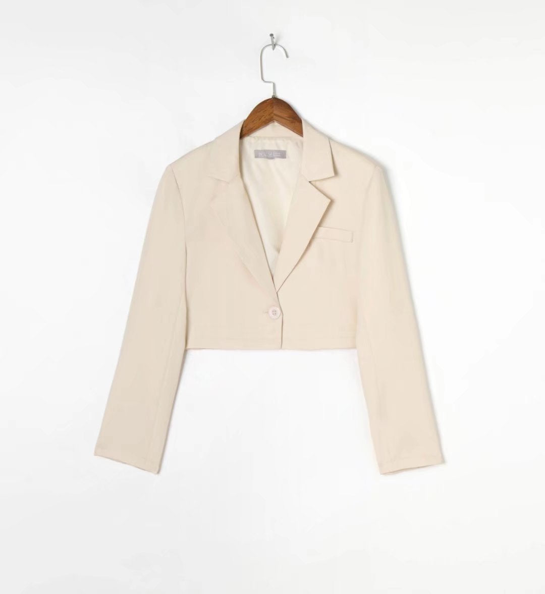 Cropped Collared Long Sleeve Blazer Jacket