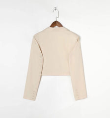 Cropped Collared Long Sleeve Blazer Jacket