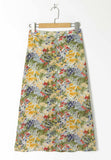 High Rise Floral Painted Printed Midi Slip Skirt