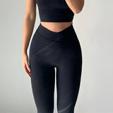 Two Toned Cross High Waist Leggings