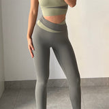 Two Toned Cross High Waist Leggings