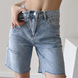 High Rise Relaxed Distressed Dad Denim Shorts