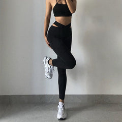 Leggings mit überkreuzter V-Taille