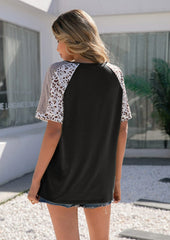 Zweifarbiges Basic-Shirt mit Leopardenmuster