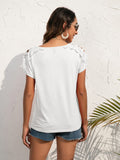 Shoulder Cutout Lace Sleeve Shirt