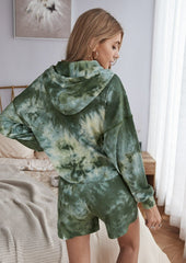 Lounge-Set mit geripptem Kapuzenpullover und Batikmuster